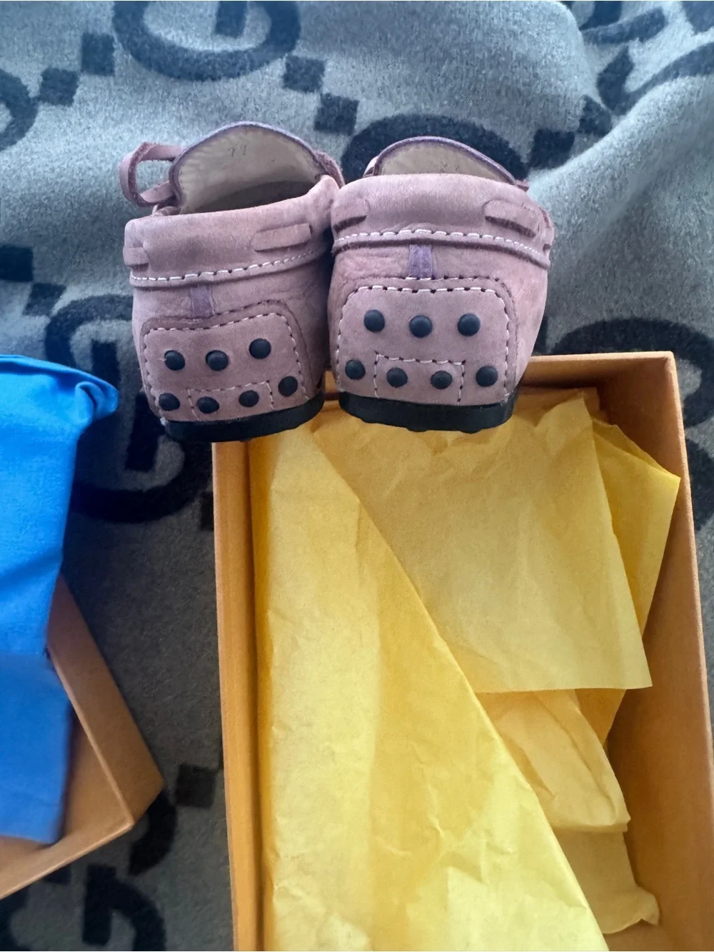 Tod's Kids Suede Moccasins in Dusty Rose